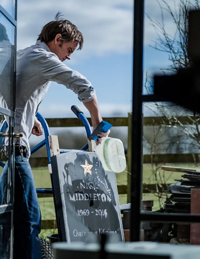 Cleaning gravestone