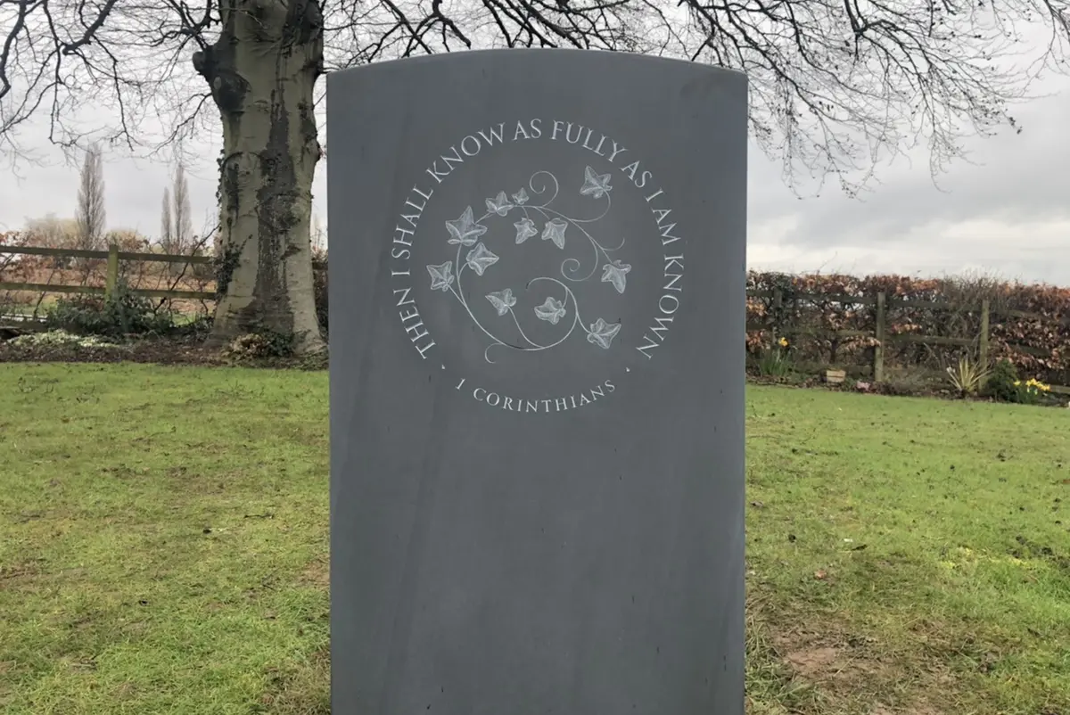 beautiful headstone design leaves