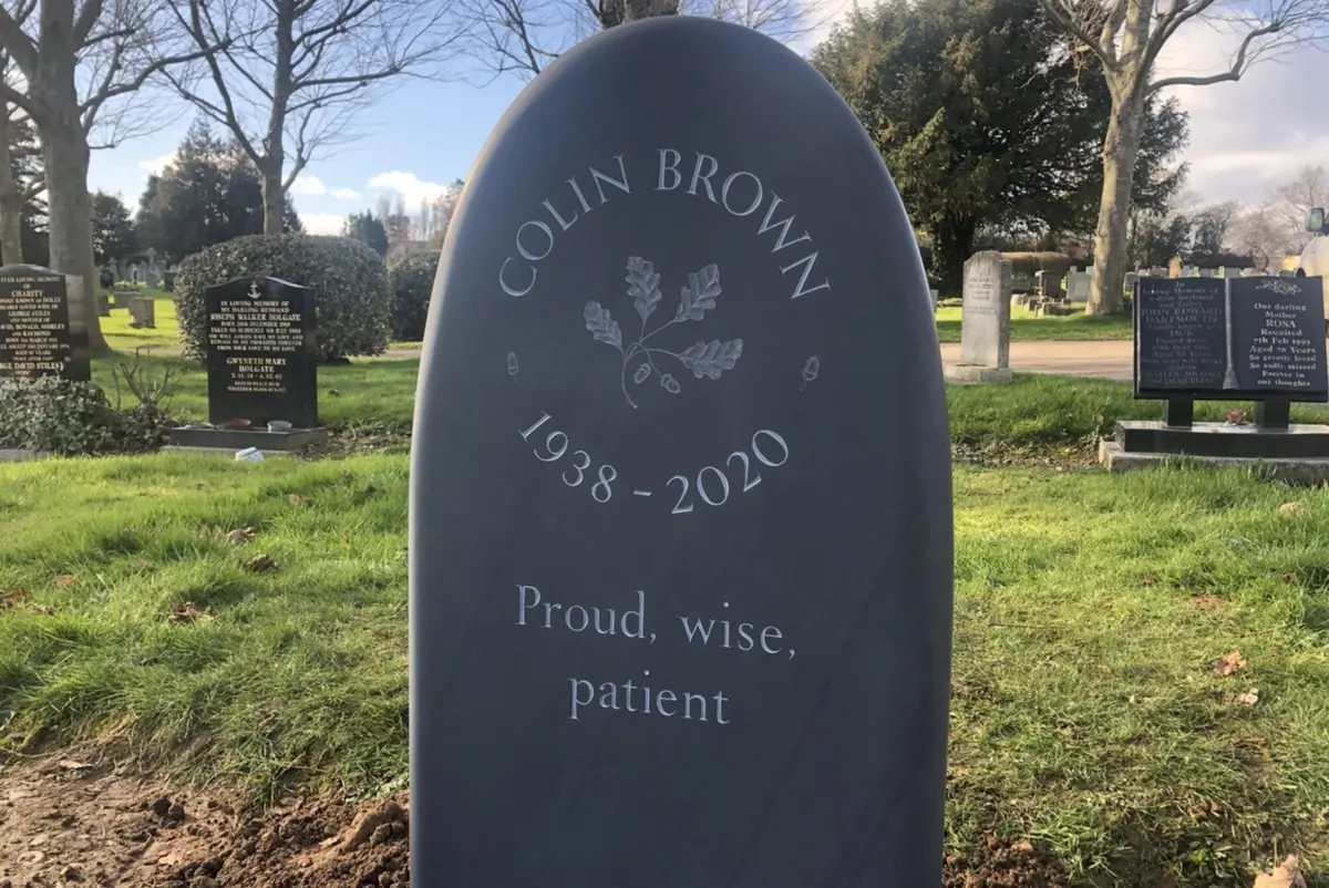 double headstone in slate