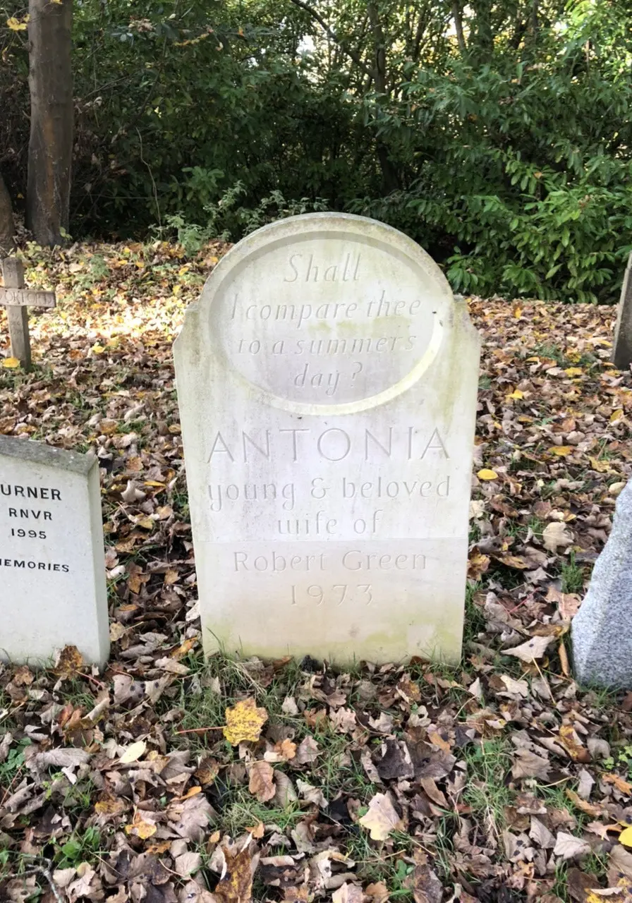 hand carved double headstone