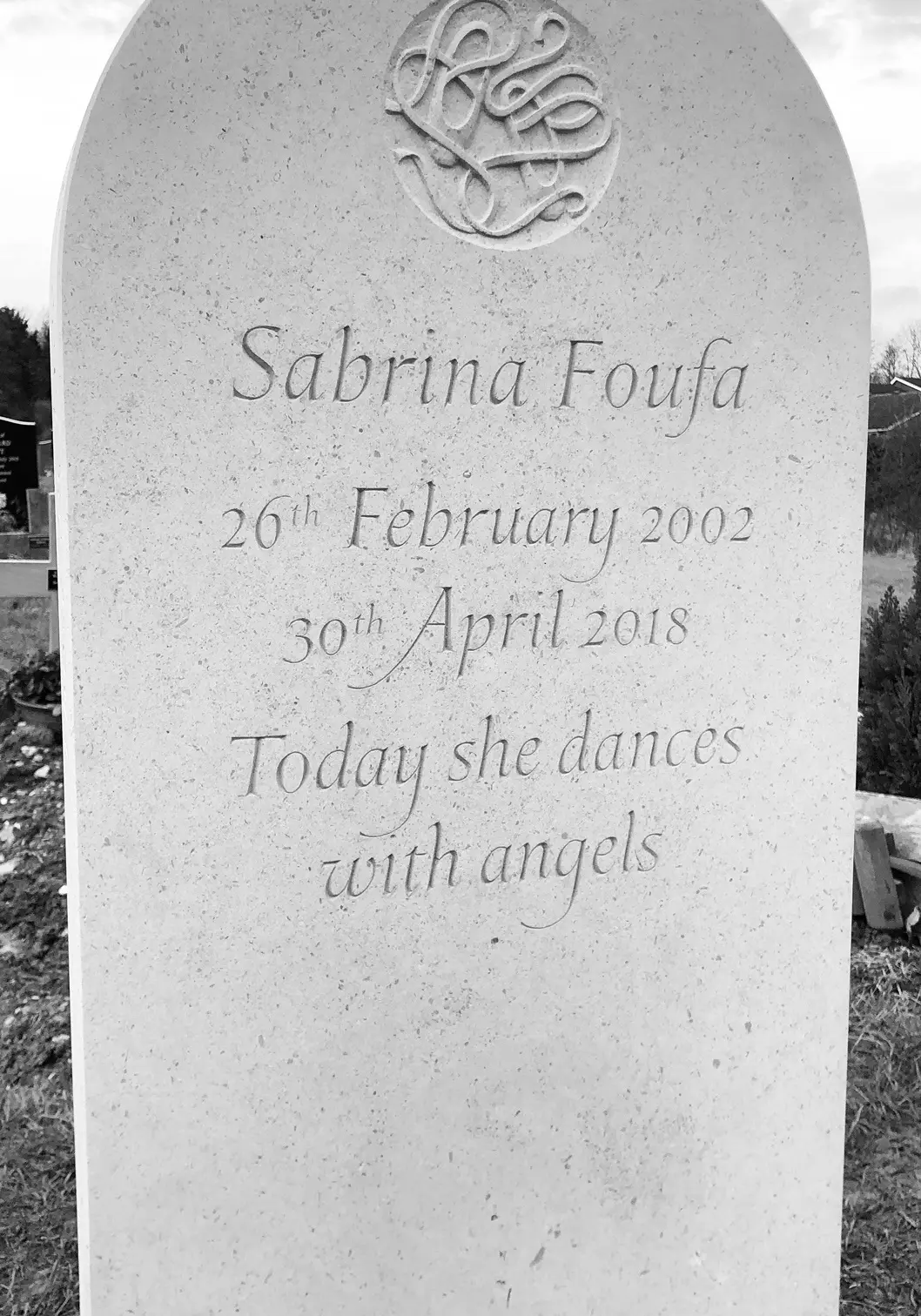 bespoke gravestone with ballet shoes