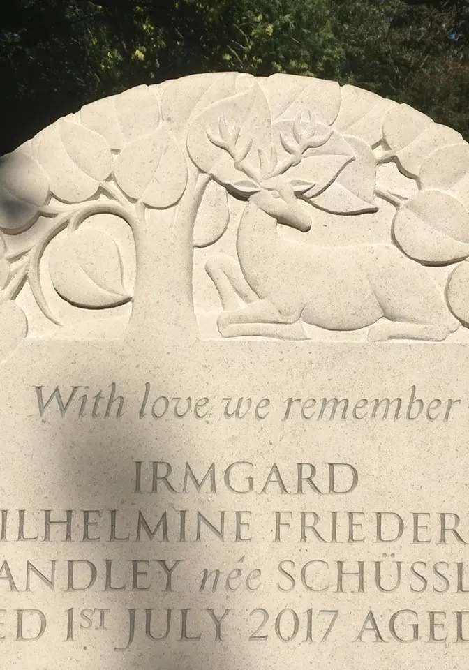 Portland gravestone with carving