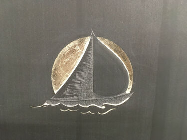 boat carved on headstone