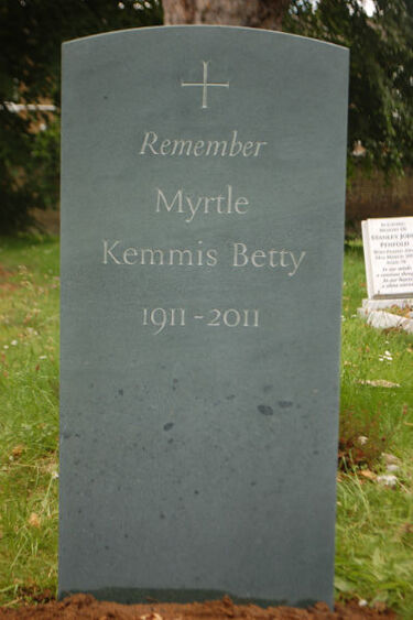 green slate gravestone for Myrtle
