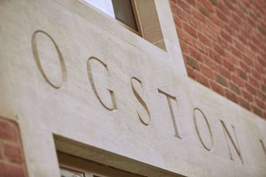 architectural lettering close up