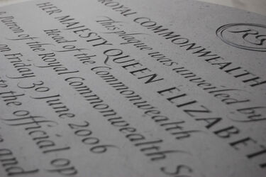 opening plaque for Royal Commonwealth Society