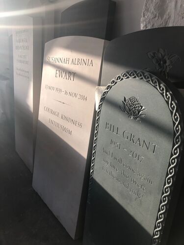 Headstones for graves in workshop