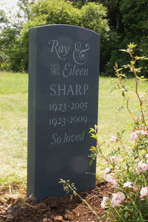 bespoke slate headstone with Caslon lettering