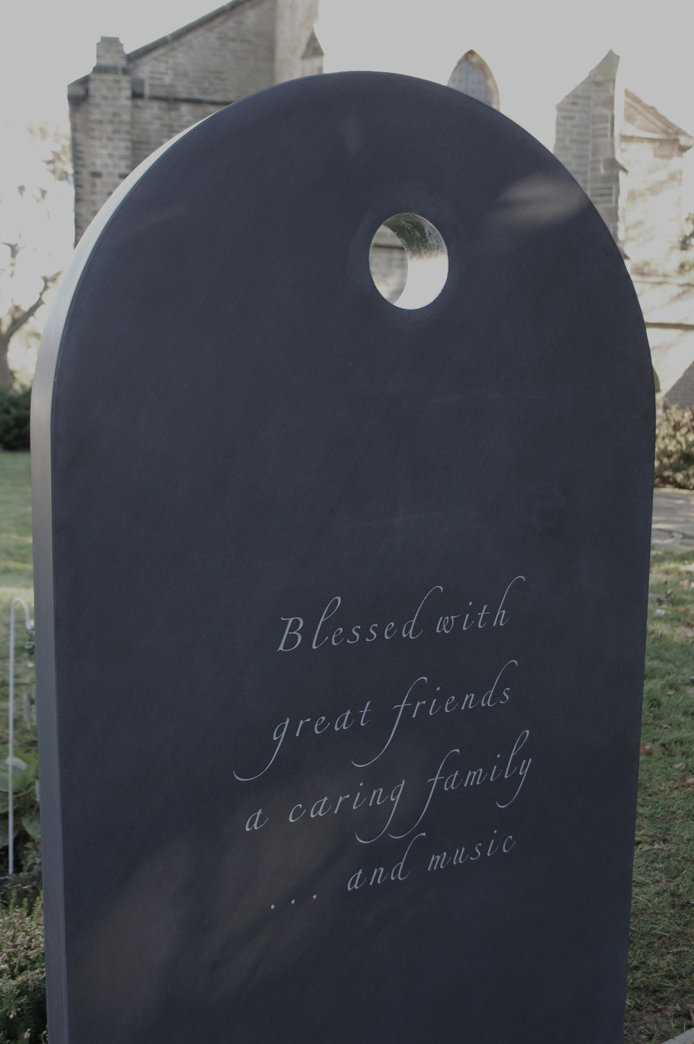Hand carved headstone in slate