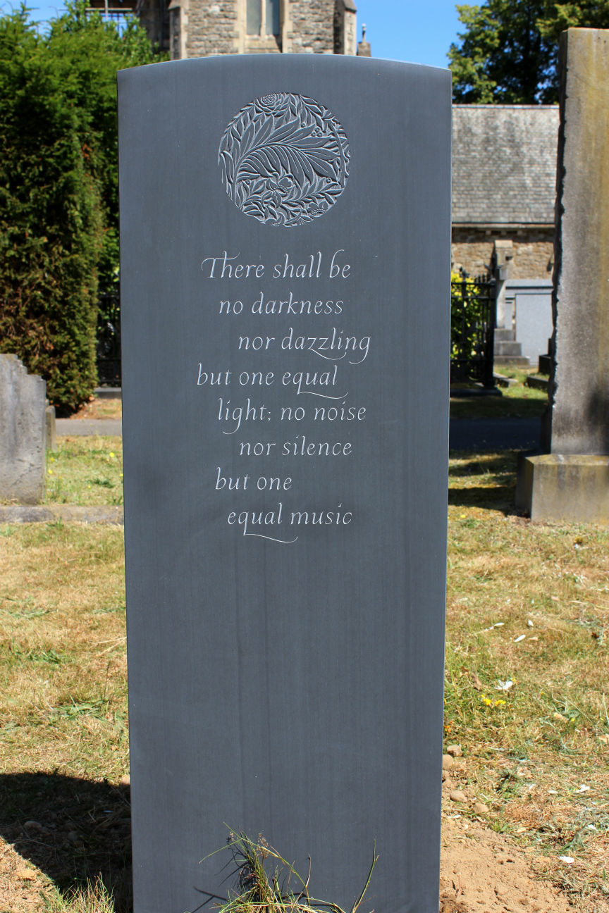 Unusual slate headstone with poem