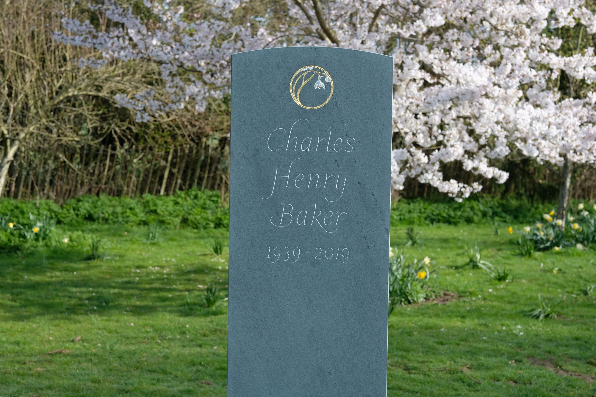 Bespoke gravestone with flower